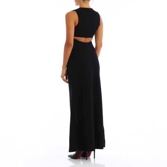 T BY ALEXANDER WANG GORGEOUS PLUNGING NECKLINE BLACK CREPE OPEN BACK GOWN